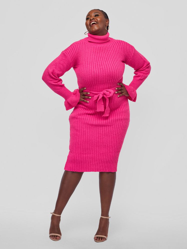 Hot pink sweater dress hotsell