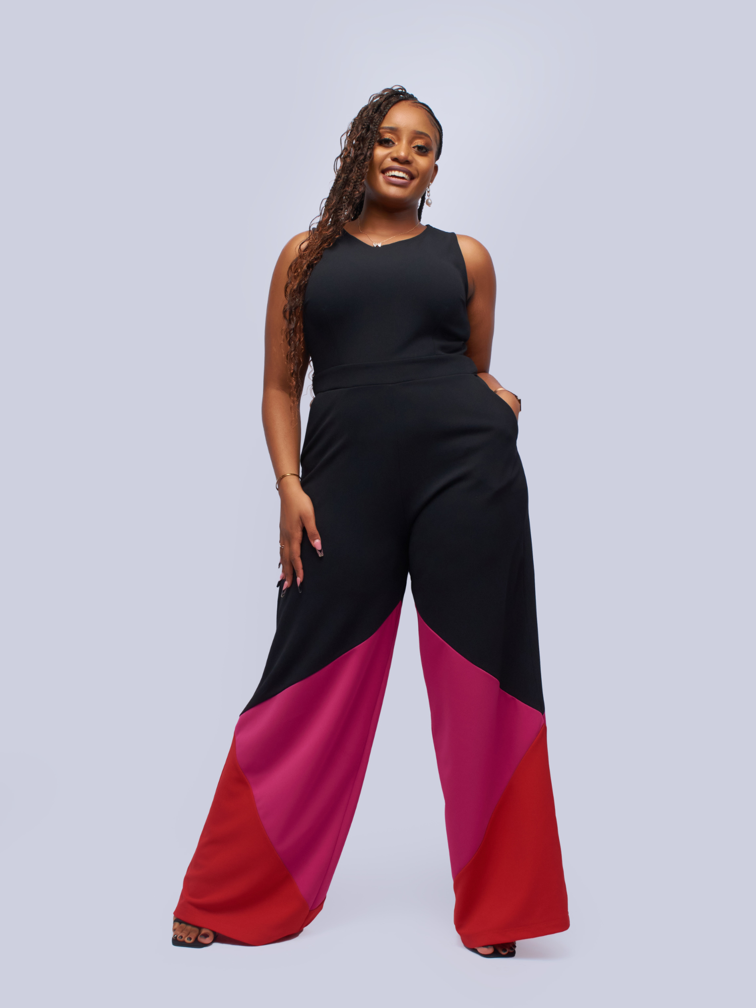 Pink and hot sale black jumpsuit