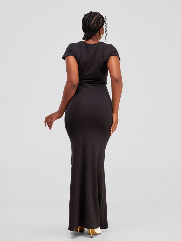  double-layered, cap sleeved maxi dress