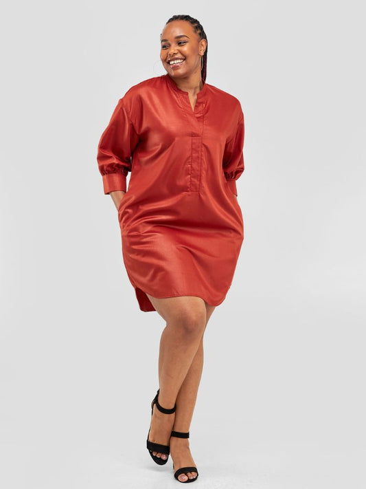 Nuru Shirt Dress - Burnt Orange