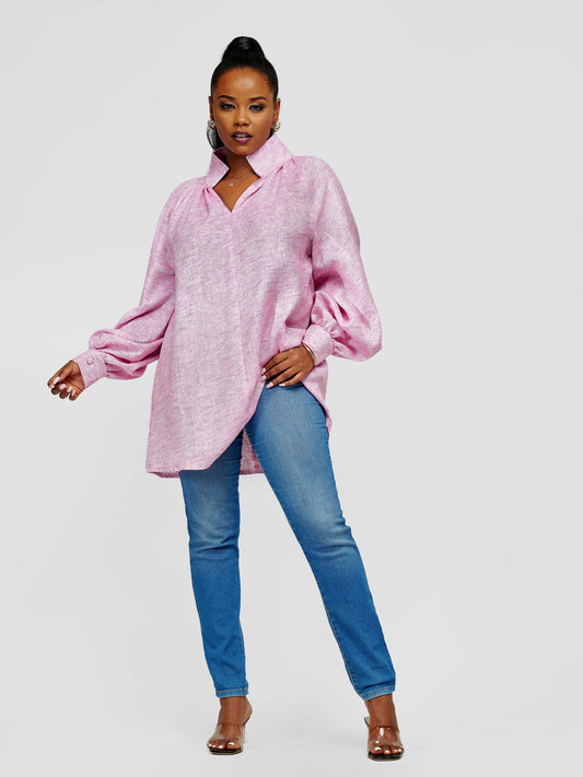 Anaya Long Sleeve Blouse - Pink