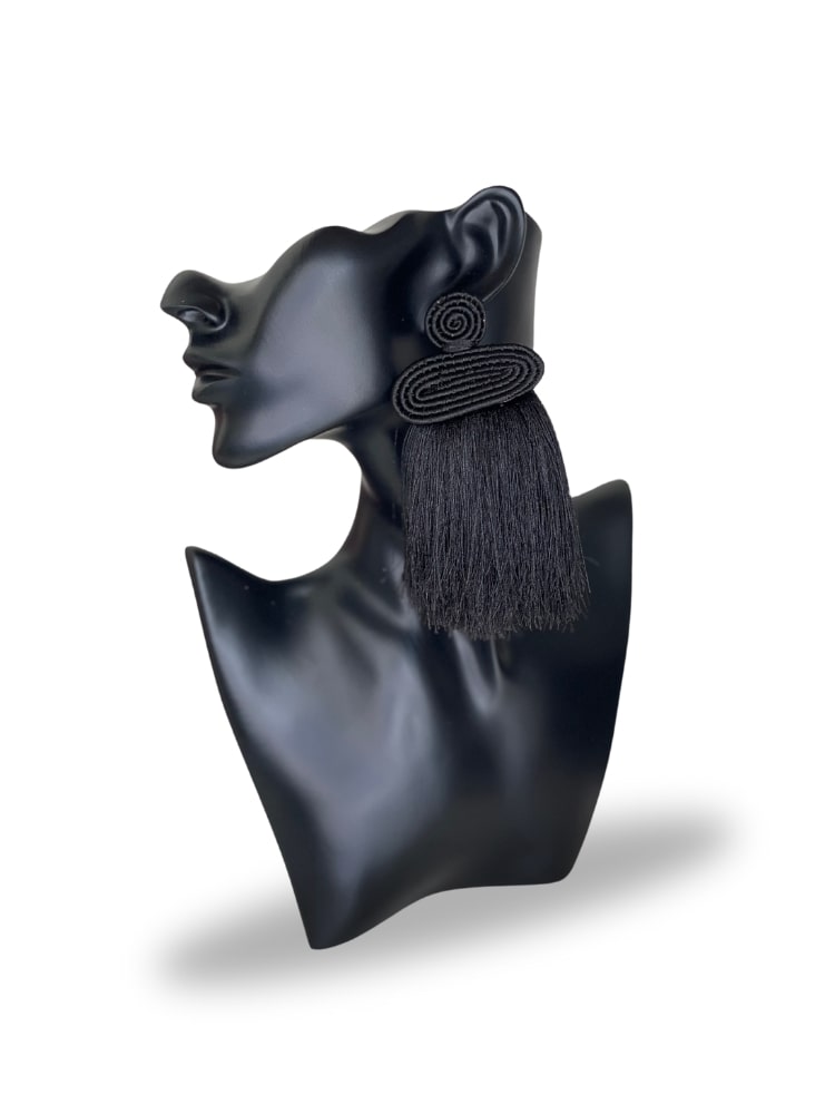 Liana Tassel Earrings - Black