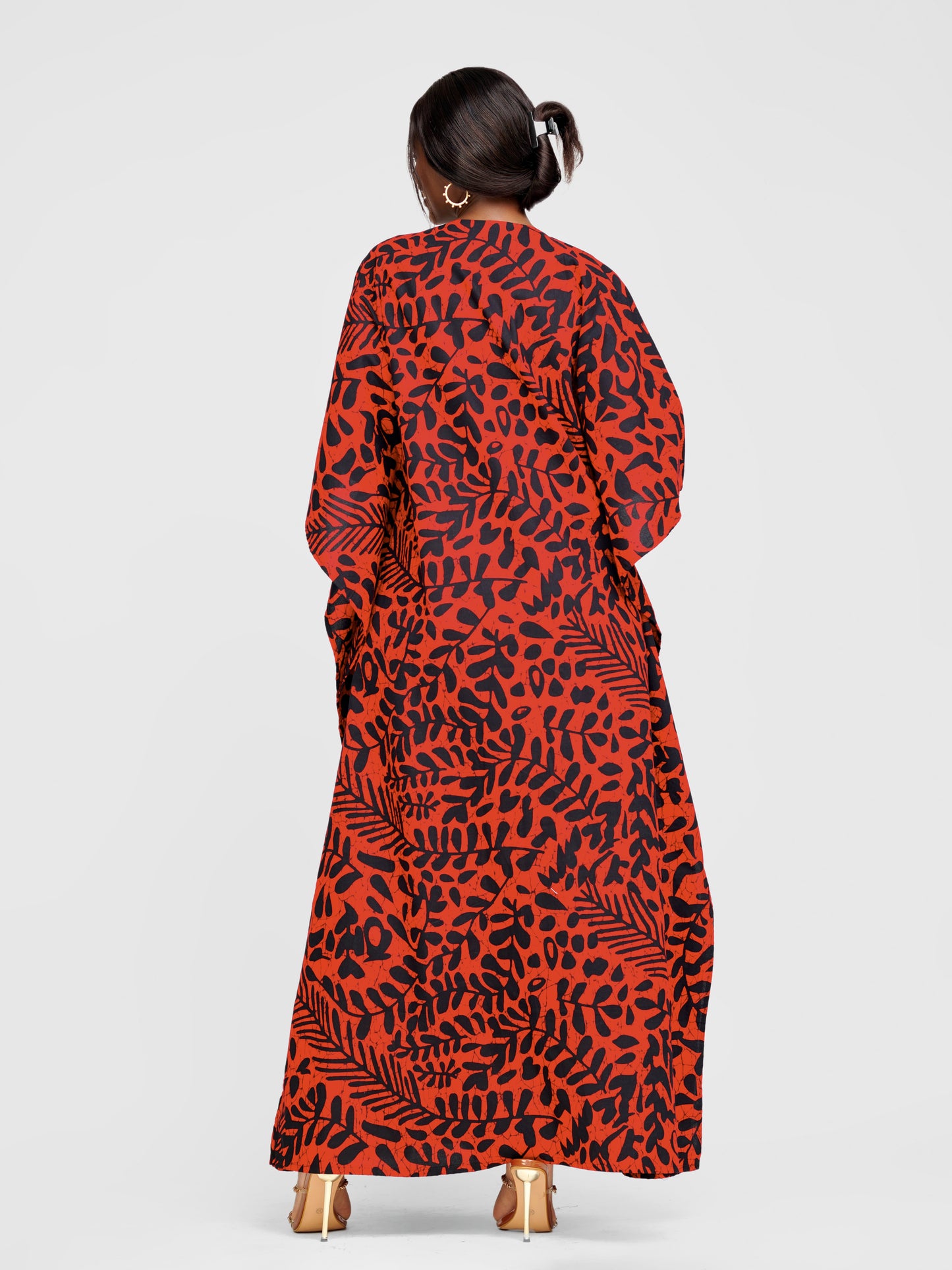 Jamilah Ankara Kaftan - Black & Red With Black Pockets