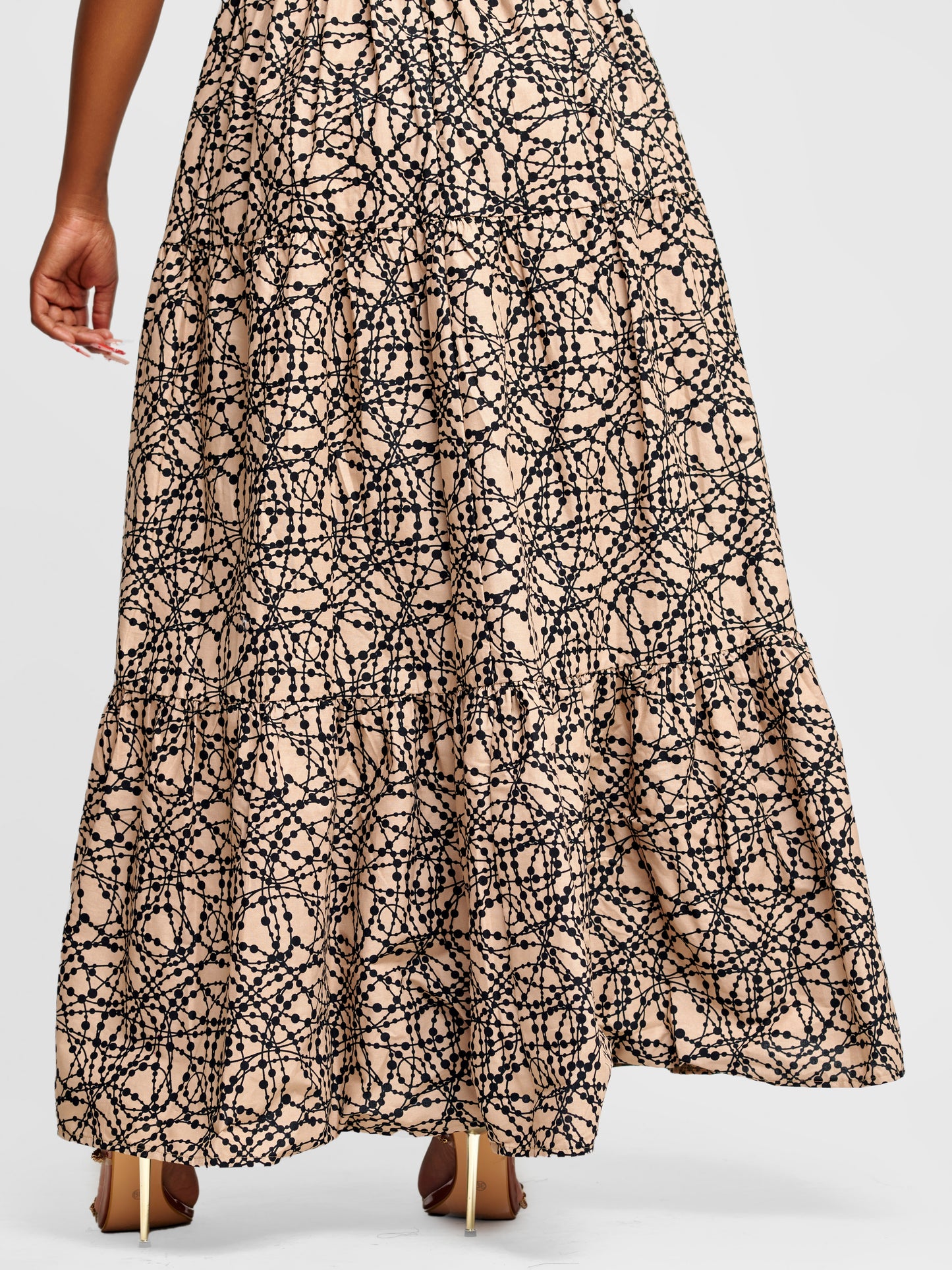 Karimi Tiered Maxi Dress - Brown and Black Print