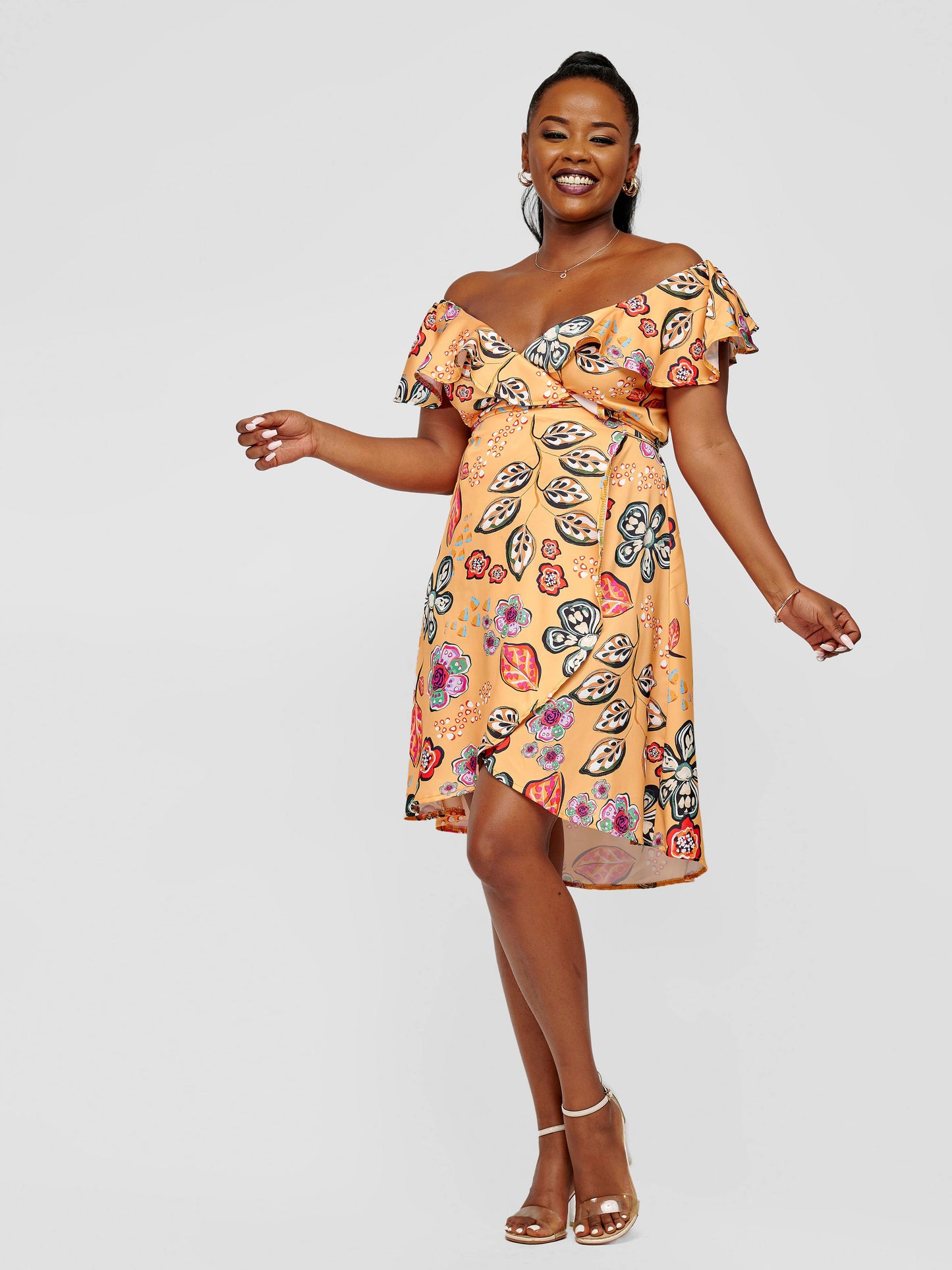 Lerato Wrap Dress - Mustard Print