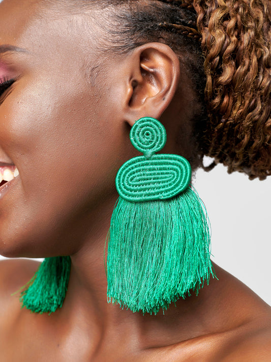 Liana Tassel Earrings - Green