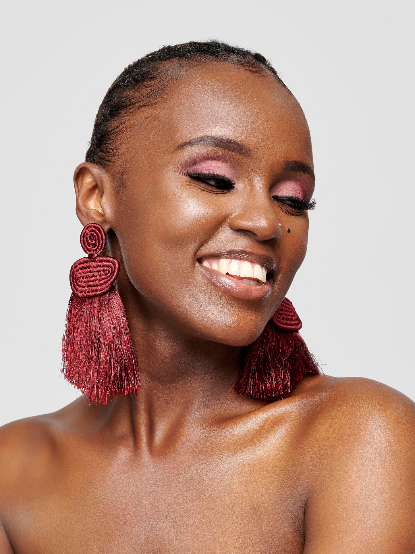 Liana Tassel Earrings - Maroon