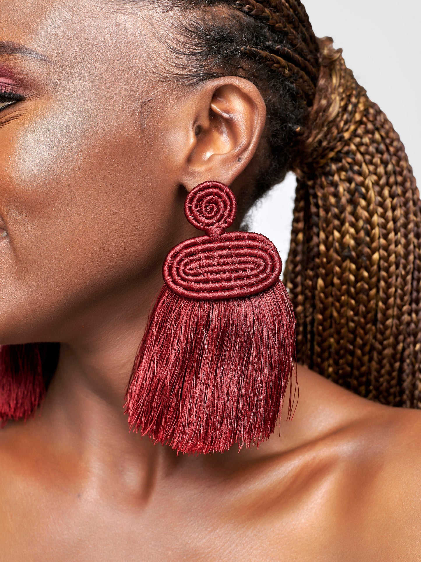 Liana Tassel Earrings - Maroon