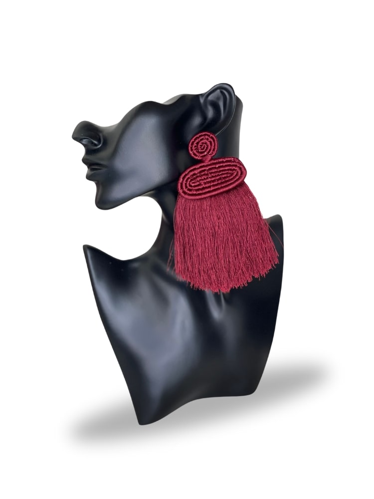 Liana Tassel Earrings - Maroon