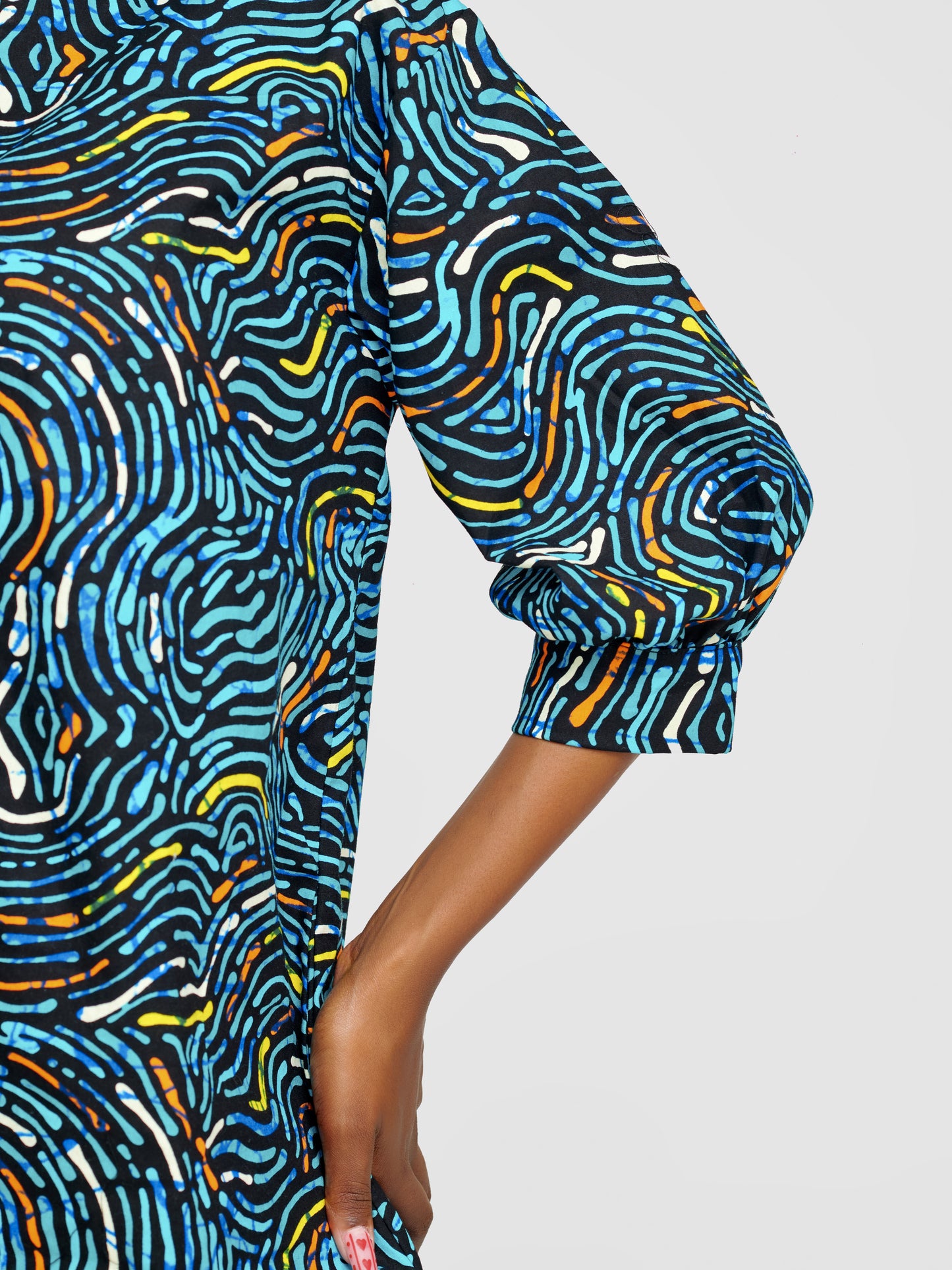 Nuru Ankara Shirt Dress - Multicoloured Print