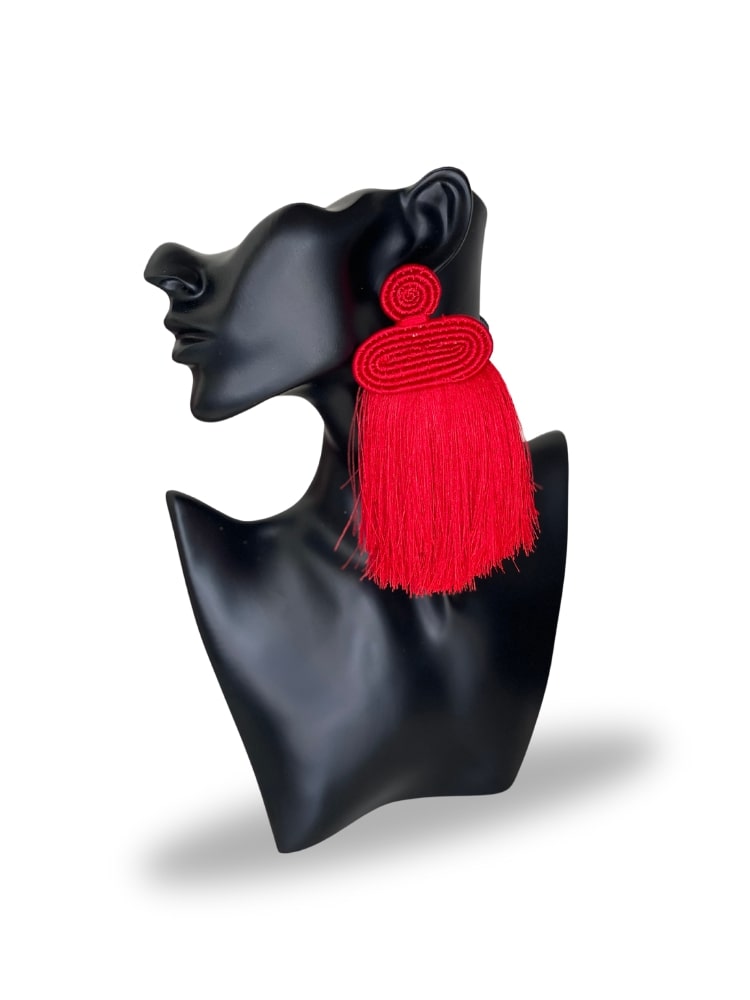 Liana Tassel Earrings - Red